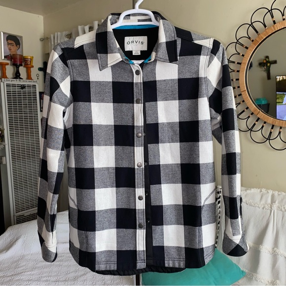 Buffalo Plaid Fleece Lined Flannel Pinnacle Shirt Jacket Size Large Orvis - Picture 12 of 12